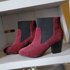 Skechers Maroon Genuine Suede Leather Booties